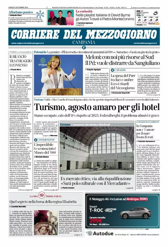 Prima-pagina-corriere del mezzogiorno-del-2024-09-05